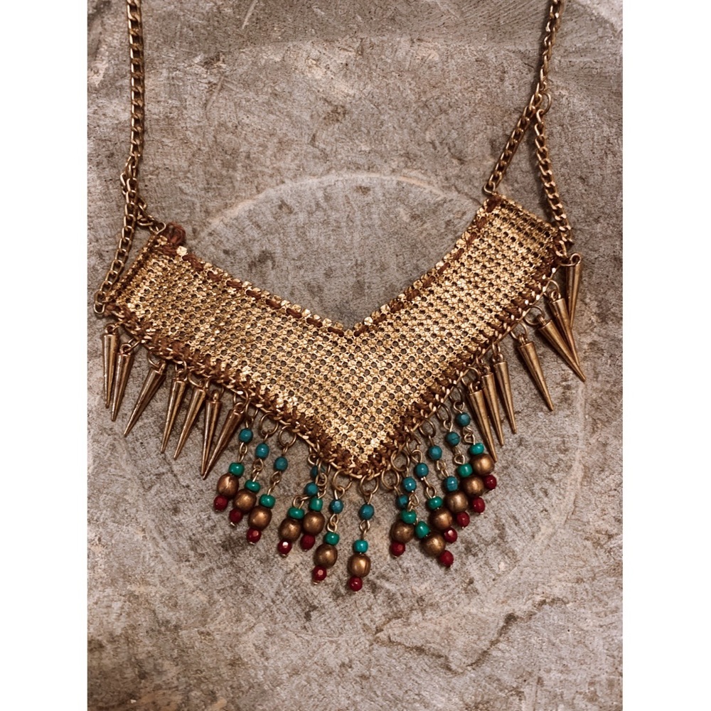 Bohemian style gold statement necklace
